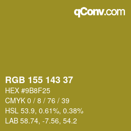 カラーコード: RGB 155 143 37 | qconv.com