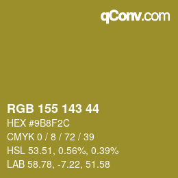 颜色代码: RGB 155 143 44 | qconv.com