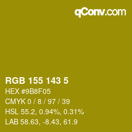 Color code: RGB 155 143 5 | qconv.com