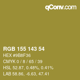 颜色代码: RGB 155 143 54 | qconv.com