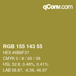 カラーコード: RGB 155 143 55 | qconv.com