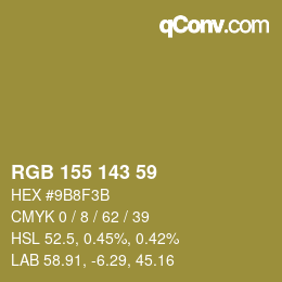 颜色代码: RGB 155 143 59 | qconv.com