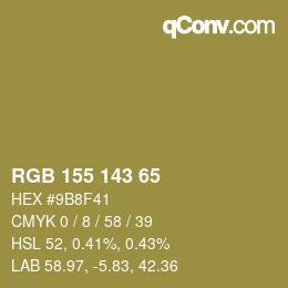 颜色代码: RGB 155 143 65 | qconv.com