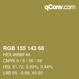 カラーコード: RGB 155 143 68 | qconv.com