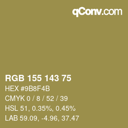 颜色代码: RGB 155 143 75 | qconv.com