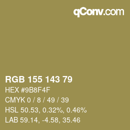 カラーコード: RGB 155 143 79 | qconv.com