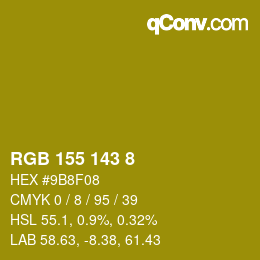 Color code: RGB 155 143 8 | qconv.com