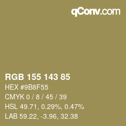 颜色代码: RGB 155 143 85 | qconv.com