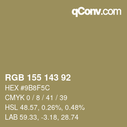 Color code: RGB 155 143 92 | qconv.com