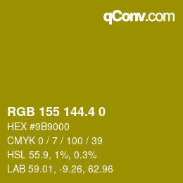カラーコード: RGB 155 144.4 0 | qconv.com