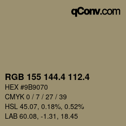 カラーコード: RGB 155 144.4 112.4 | qconv.com