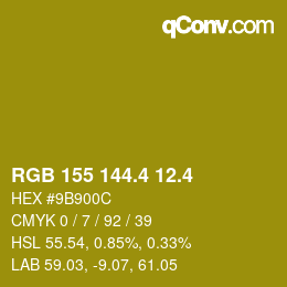 カラーコード: RGB 155 144.4 12.4 | qconv.com