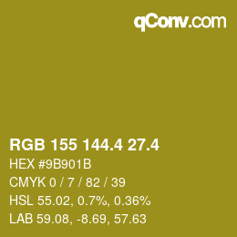 カラーコード: RGB 155 144.4 27.4 | qconv.com
