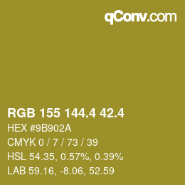 カラーコード: RGB 155 144.4 42.4 | qconv.com