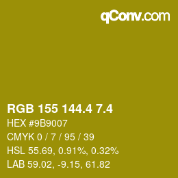 カラーコード: RGB 155 144.4 7.4 | qconv.com