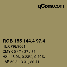 カラーコード: RGB 155 144.4 97.4 | qconv.com