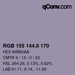カラーコード: RGB 155 144.8 170 | qconv.com