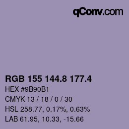 カラーコード: RGB 155 144.8 177.4 | qconv.com