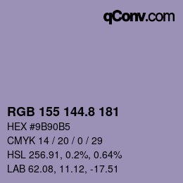 カラーコード: RGB 155 144.8 181 | qconv.com