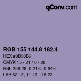 カラーコード: RGB 155 144.8 182.4 | qconv.com