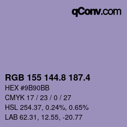 カラーコード: RGB 155 144.8 187.4 | qconv.com