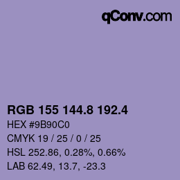 カラーコード: RGB 155 144.8 192.4 | qconv.com