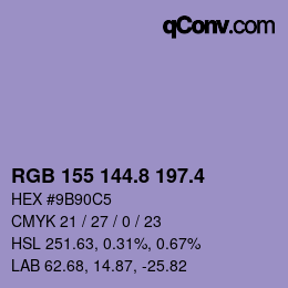カラーコード: RGB 155 144.8 197.4 | qconv.com