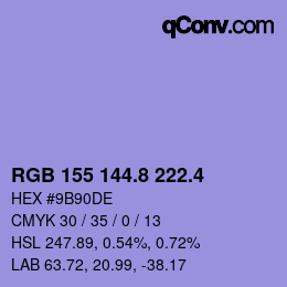 カラーコード: RGB 155 144.8 222.4 | qconv.com