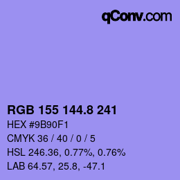 カラーコード: RGB 155 144.8 241 | qconv.com
