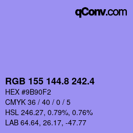 カラーコード: RGB 155 144.8 242.4 | qconv.com