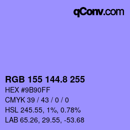 カラーコード: RGB 155 144.8 255 | qconv.com
