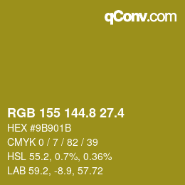 カラーコード: RGB 155 144.8 27.4 | qconv.com