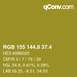 カラーコード: RGB 155 144.8 37.4 | qconv.com