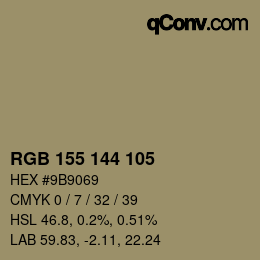 Color code: RGB 155 144 105 | qconv.com