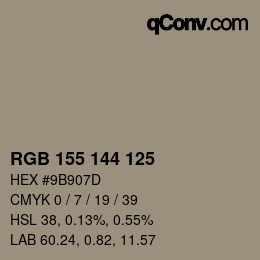 カラーコード: RGB 155 144 125 | qconv.com