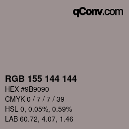 颜色代码: RGB 155 144 144 | qconv.com