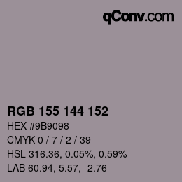 カラーコード: RGB 155 144 152 | qconv.com
