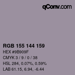 カラーコード: RGB 155 144 159 | qconv.com