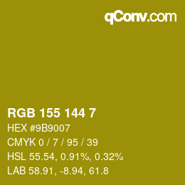 Color code: RGB 155 144 7 | qconv.com