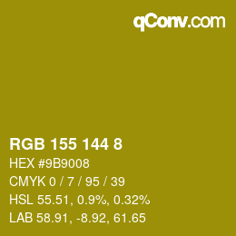 Color code: RGB 155 144 8 | qconv.com