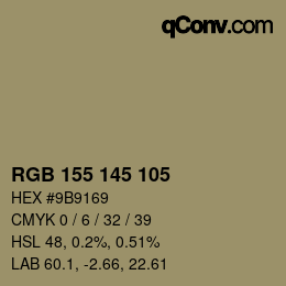 Color code: RGB 155 145 105 | qconv.com