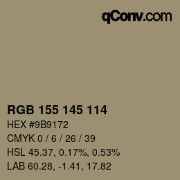 Color code: RGB 155 145 114 | qconv.com