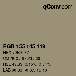 Código de color: RGB 155 145 119 | qconv.com