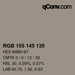 Color code: RGB 155 145 135 | qconv.com