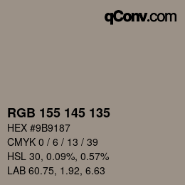 Color code: RGB 155 145 135 | qconv.com