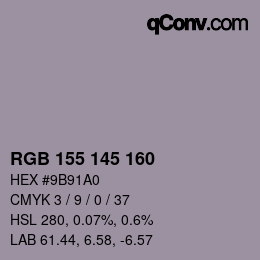 Farbcode: RGB 155 145 160 | qconv.com