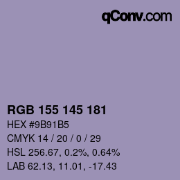 Color code: RGB 155 145 181 | qconv.com