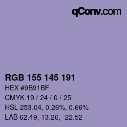 Color code: RGB 155 145 191 | qconv.com
