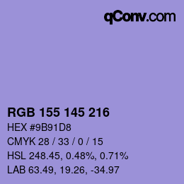 カラーコード: RGB 155 145 216 | qconv.com