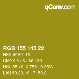 Color code: RGB 155 145 22 | qconv.com